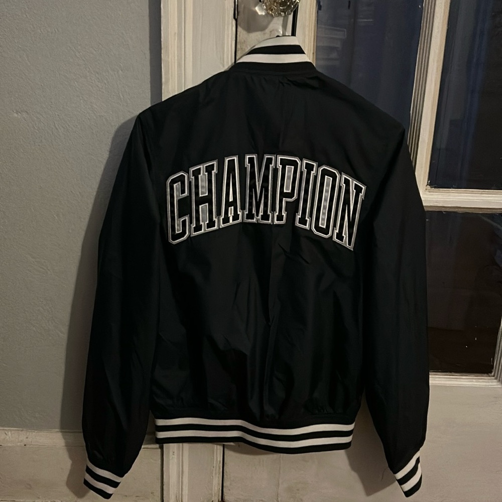 Champion Navy Blue & Whie Bomber Jacket XS